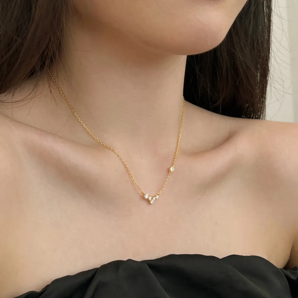 925 silver geometric clavicle chain necklace platinum finish women jewellery