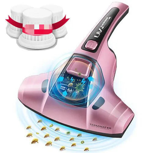 Handheld vacuum cleaner mite remover in pink purple or red with UV light and 300W motor