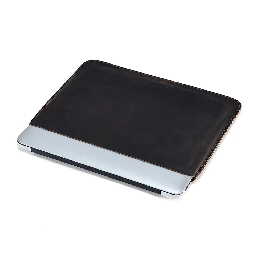 Genuine crazy horse leather horizontal computer liner bag in brown colour options