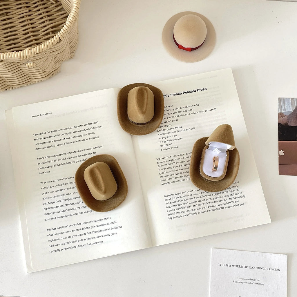 creative cowboy hat ring box small hat style 6.9x5.7x3.7cm for ring storage