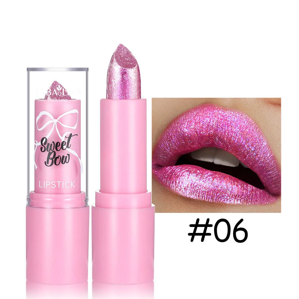 Sweetheart bow XINGX diamond lipstick from Starlight Diamond series in six colour shades.
