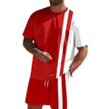 Men's loose-fit short-sleeved t-shirt and matching shorts set in summer leisurewear