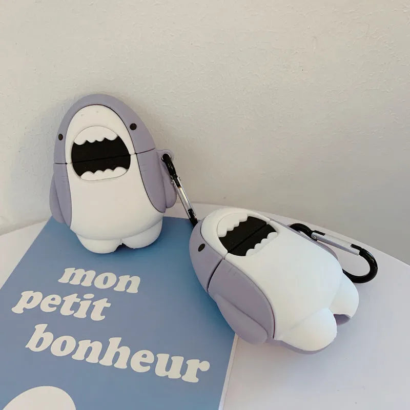 Silicone protective cover for Apple AirPods 1 and 2 with shark design pattern