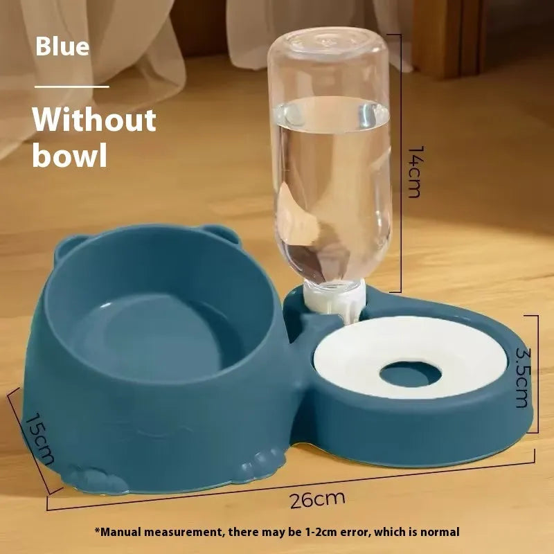 Double bowl automatic pet drinking basin with ceramic base and stainless steel bowl in various colours