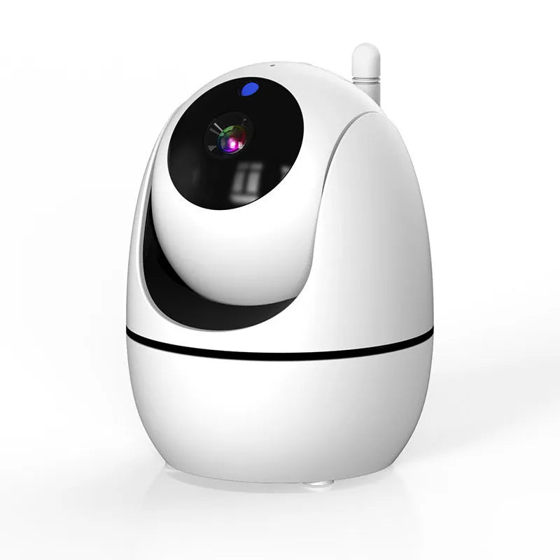 White 5-inch HD wireless baby monitor and camera on a nursery shelf.