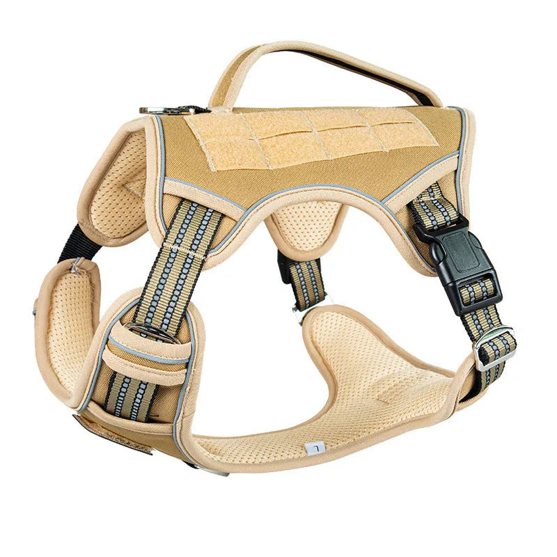 Tactical dog chest strap harness in Oxford cloth, shown in camouflage colour.