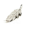 Silver metal USB flash drive with a crystal leaf decoration showing front view and size.