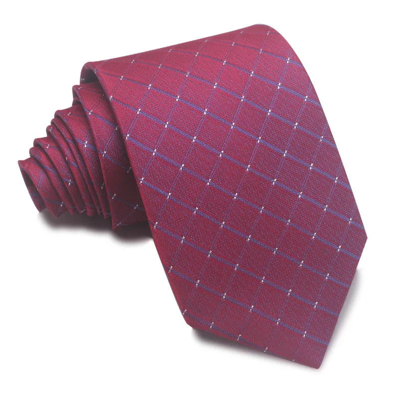 Men's 8CM wide striped formal tie in polyester jacquard weave available in multiple colours