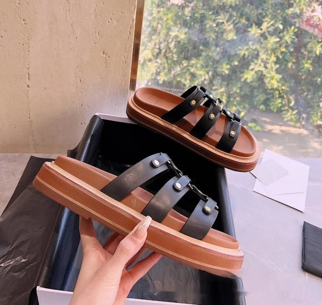 Women's patent leather Roman sandal slippers with sheepskin upper in white, black, or brown colours