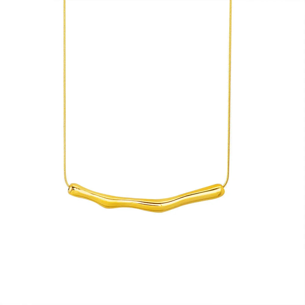 Women's titanium steel pleated necklace with irregular chain design in gold or steel colour options