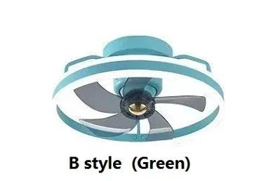 Modern flush mount ceiling fan with integrated light, 500mm diameter with acrylic shade and PC blades.