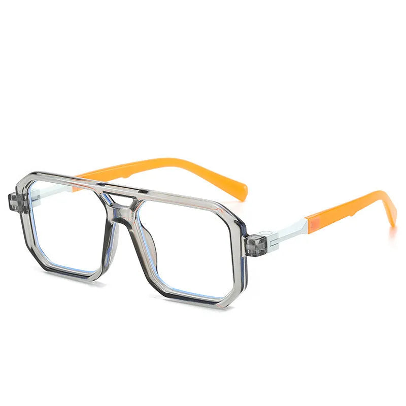 Retro double beam pilot sunglasses with polarised lenses in various colour options including black, blue, and leopard print.