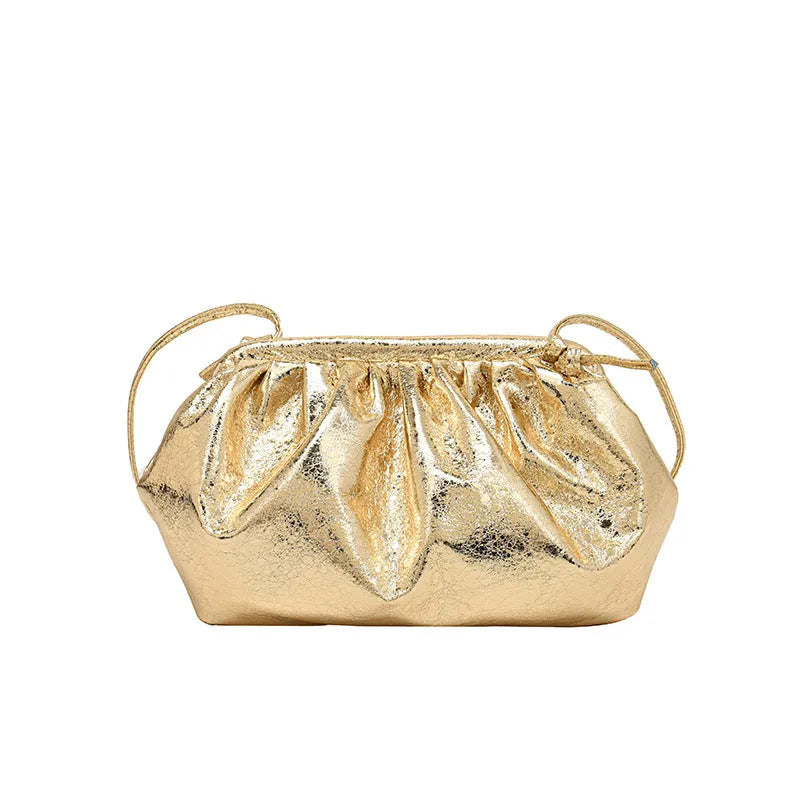 Women's shell-shaped PU leather crossbody bag with multiple internal compartments in rose red colour