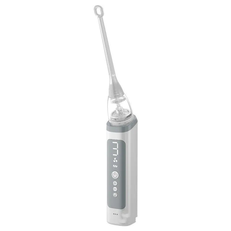 Milky white oral hygiene tool for tonsil stone and dental calculus removal.