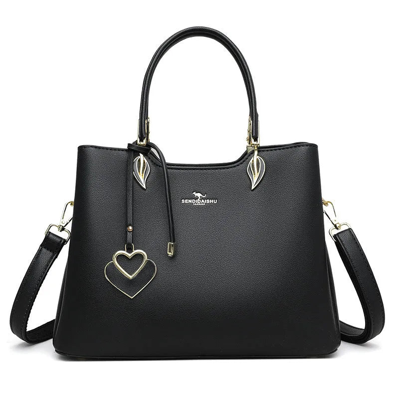 Women's multi-layer shoulder messenger bag in urban simplicity style with visible sewing thread detailing