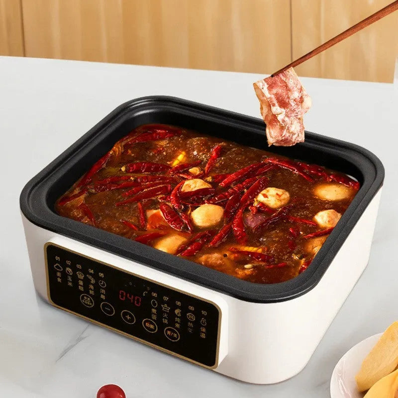 28 litre stainless steel electric food steamer with control panel and steaming rack
