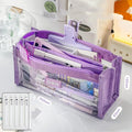 Large capacity transparent pen bag in non-woven fabric measuring 200x80x100mm holding pens with five colour options