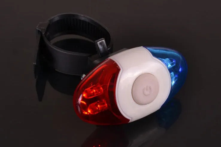 Red and blue 4 LED tail light with adjustable base for bicycle safety