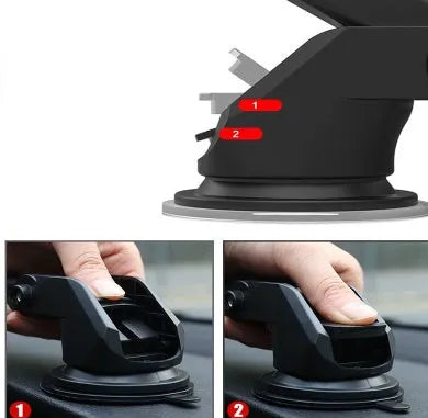 Universal telescopic long rod car phone mounting bracket made from black ABS plastic.