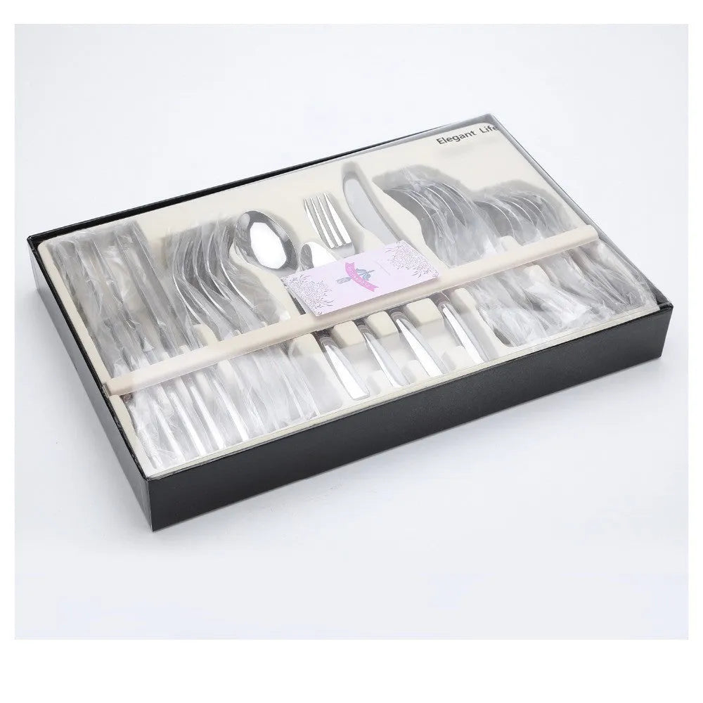 24-piece flatware set with spoons and knives made from rice husk in gift box