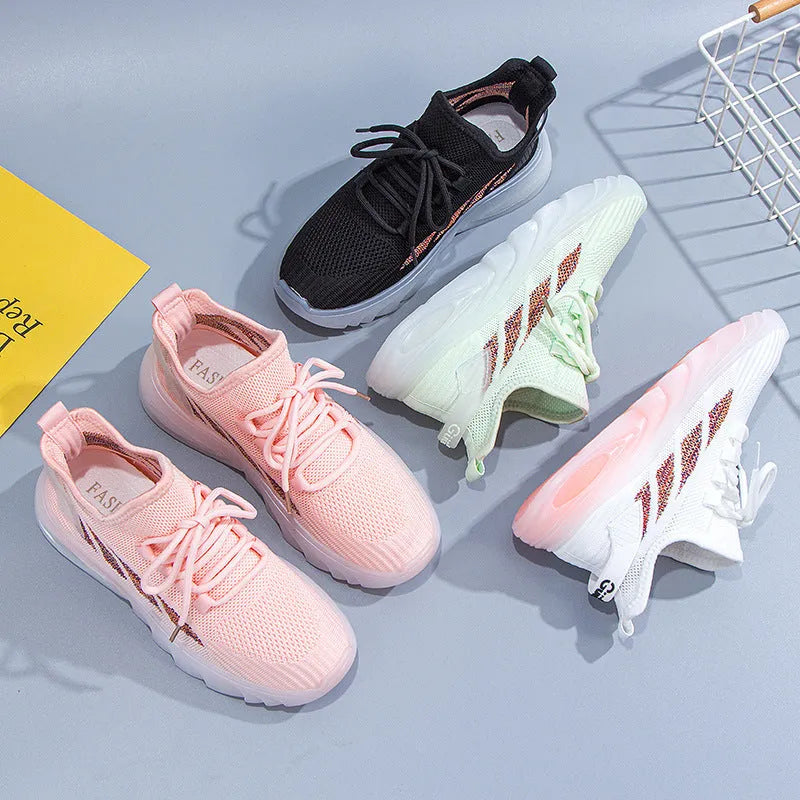 Women's cowhide leather sports casual shoes with high ankle opening and flat heel