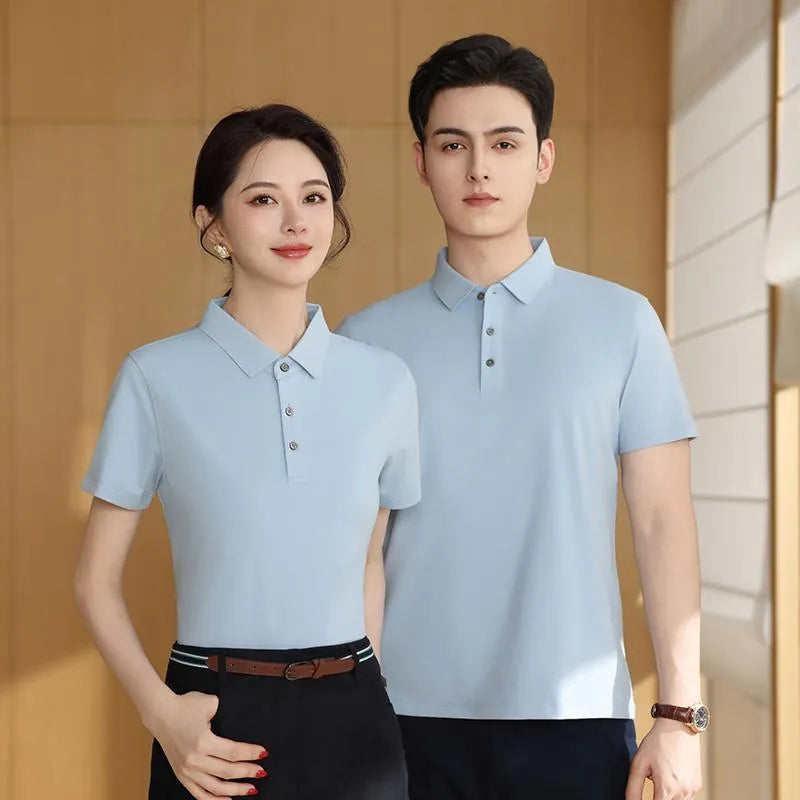 Cotton short sleeve polo collar work shirt in multiple colours for enterprise uniform use