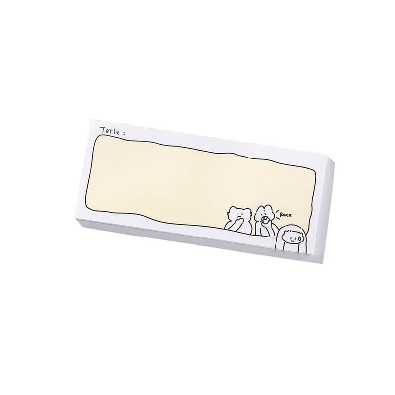 Cute cartoon animal and planner themed sticky note pad with adhesive backing, 50 sheets