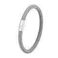 Titanium steel wire bracelet with magnetic clasp in a geometric, unisex design.