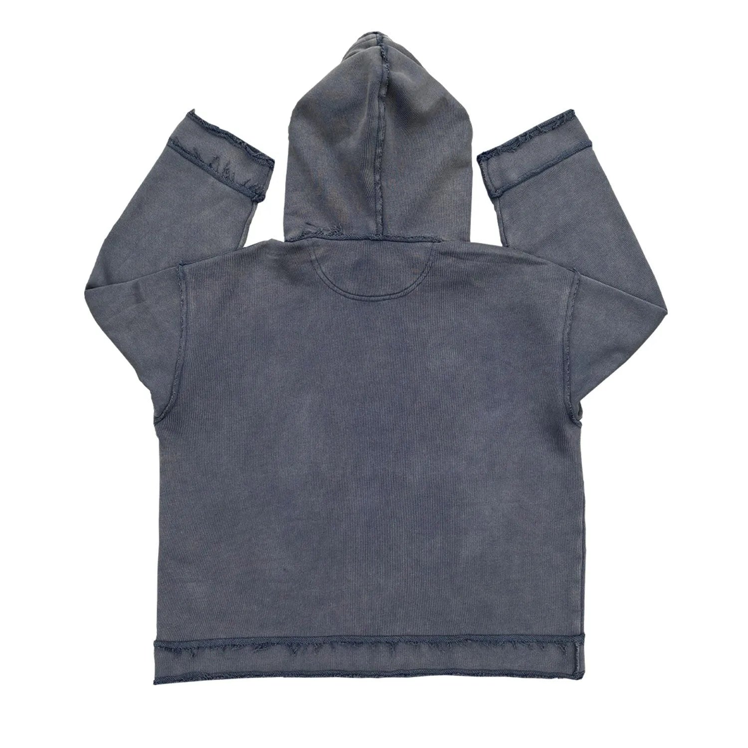 Dark blue hoodie sweatshirt with The Sun Also Rises graphic print on the back, showing front and reverse design.
