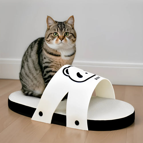 White slipper style corrugated paper cat scratch board for indoor cats