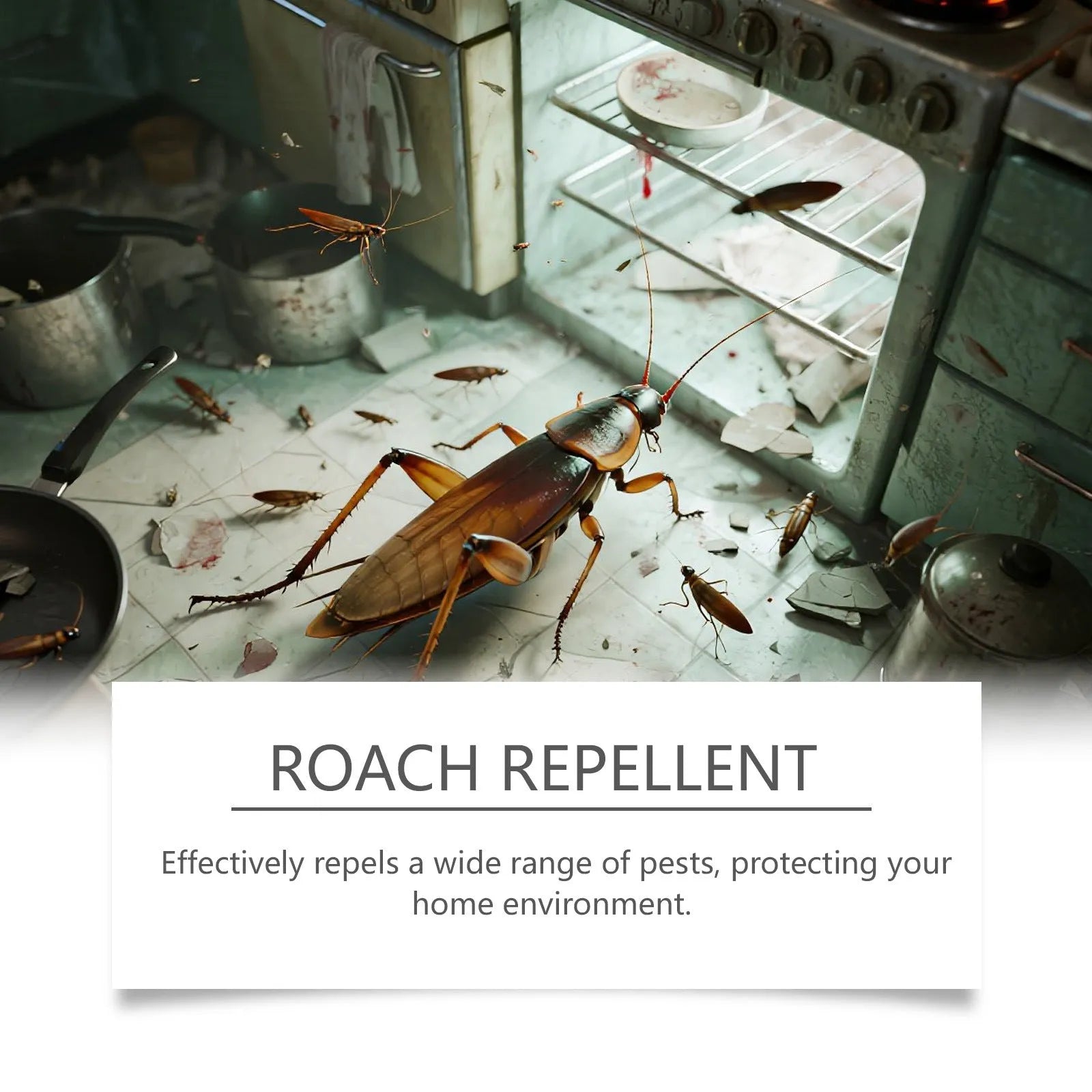 Indoor cockroach killer kit with 8 bait stickers and 8 glue traps for household pest control