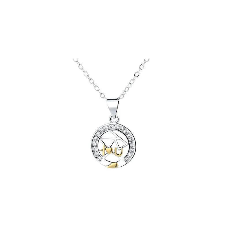 Sun moon couple necklace set with copper pendants and cross chain design