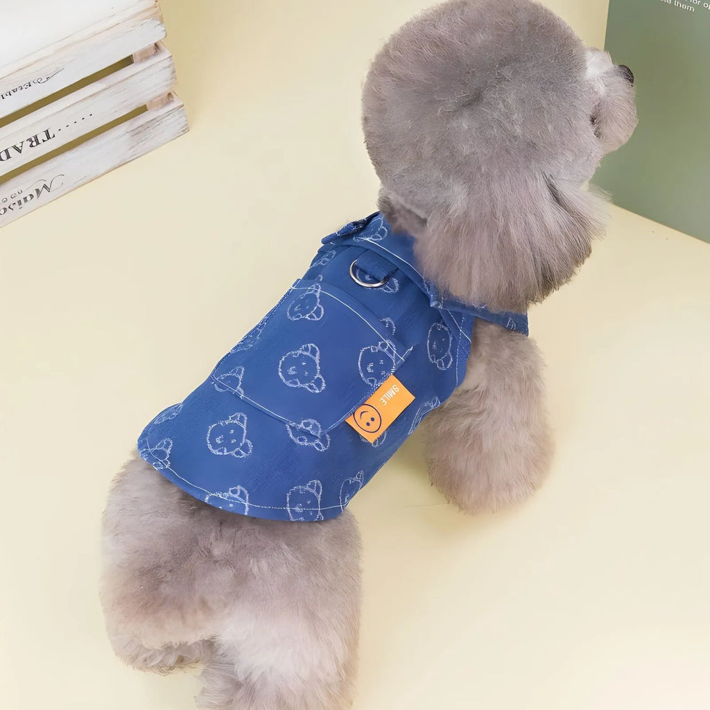 Denim princess dress for Teddy Bichon dog in bracket-skirt or bracket-T styles
