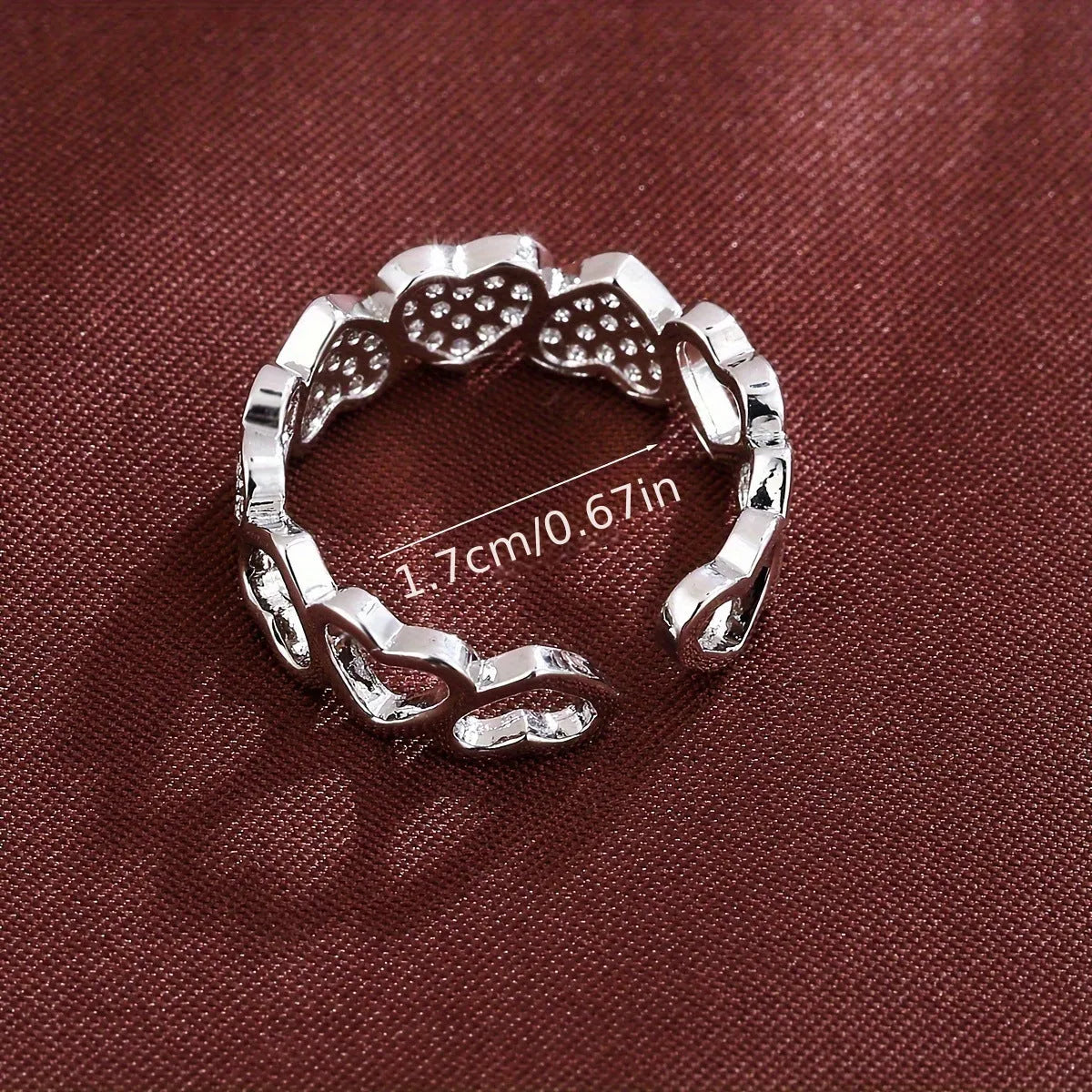 Geometric heart design adjustable opening couples ring in gold or silver colour options