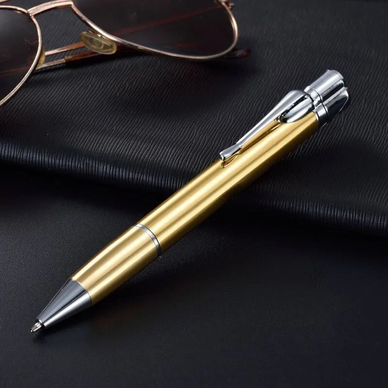 Silver metal windproof jet pen lighter with a blue flame, showing its slim 170mm design.