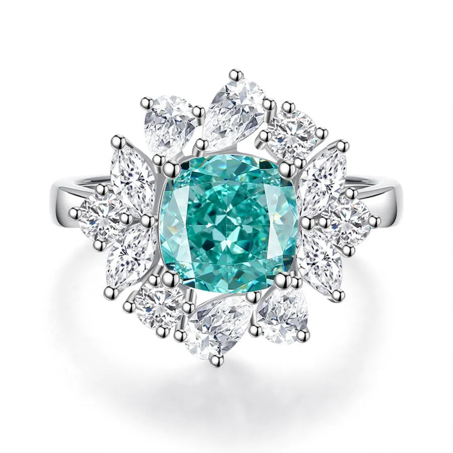 S925 silver geometric ellipse ring with Palai Bahao emerald stone in multiple colour options