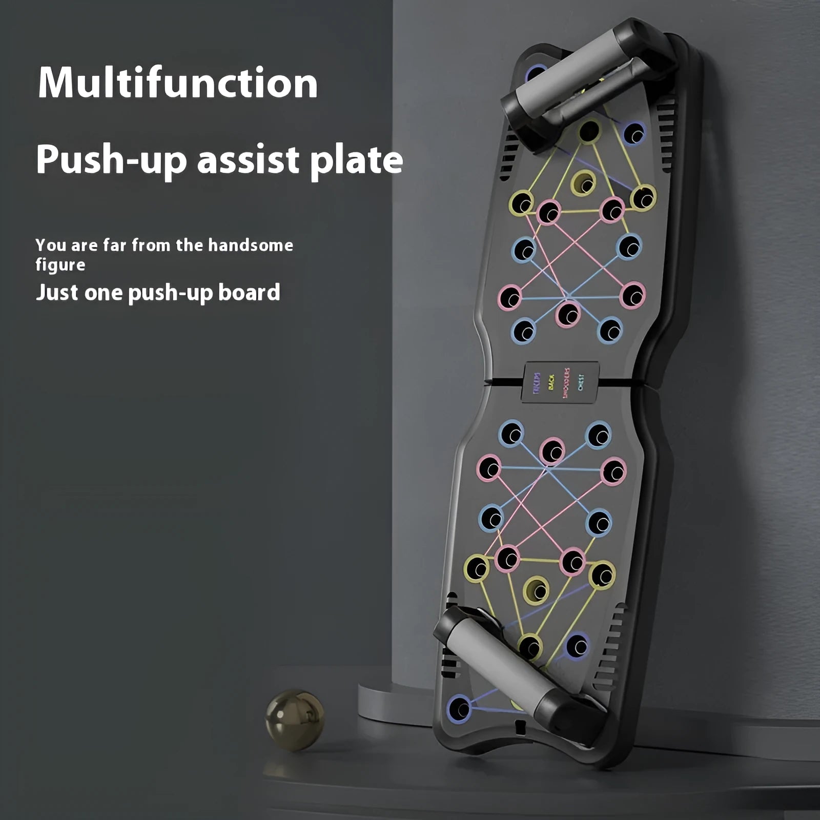 ABS plastic push up support plate fitness equipment on a floor, shown in available colour options.