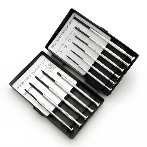 TH-6177 11-piece clock repair screwdriver set with cross-head and flat-head tools.