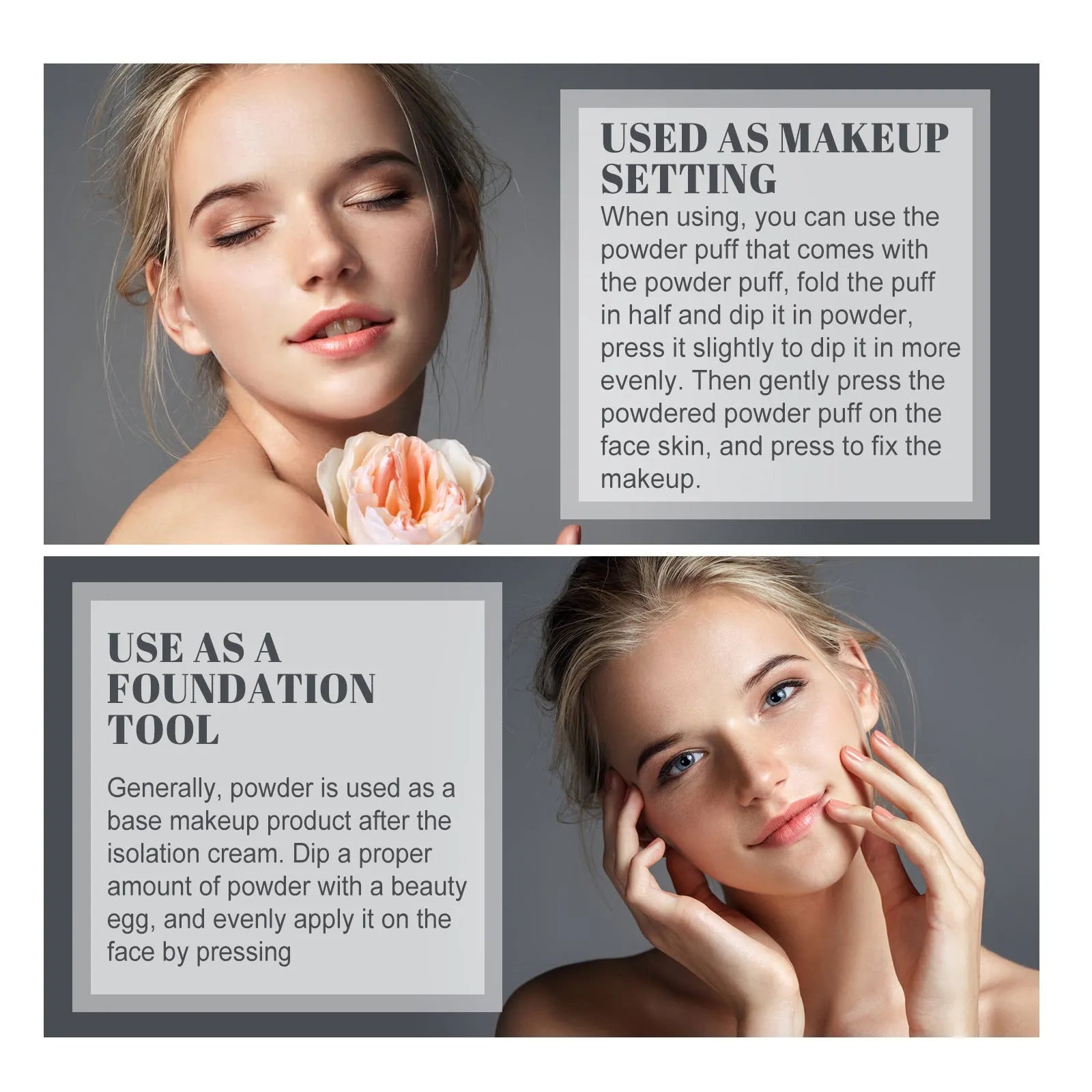 Natural finishing powder compact with 8g net content for makeup setting and shine control