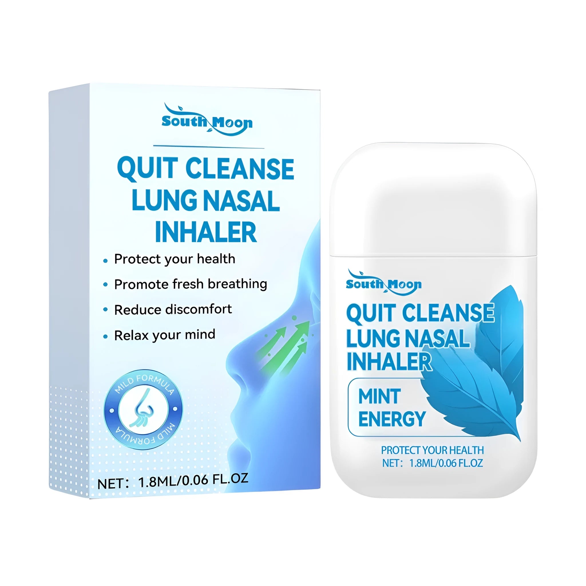 Quit Cleanse Lung Nasal Inhaler stick and nasal aspirator, 1.8ml capacity.