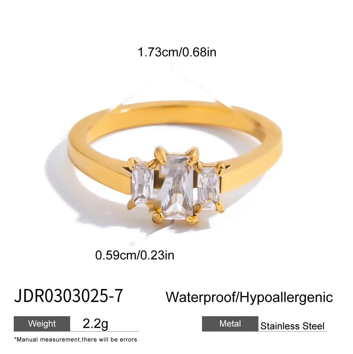 Geometric stainless steel zircon ring in European style on a grey background.