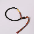 Hand-woven obsidian carrying strap bracelet with adjustable length for men and women