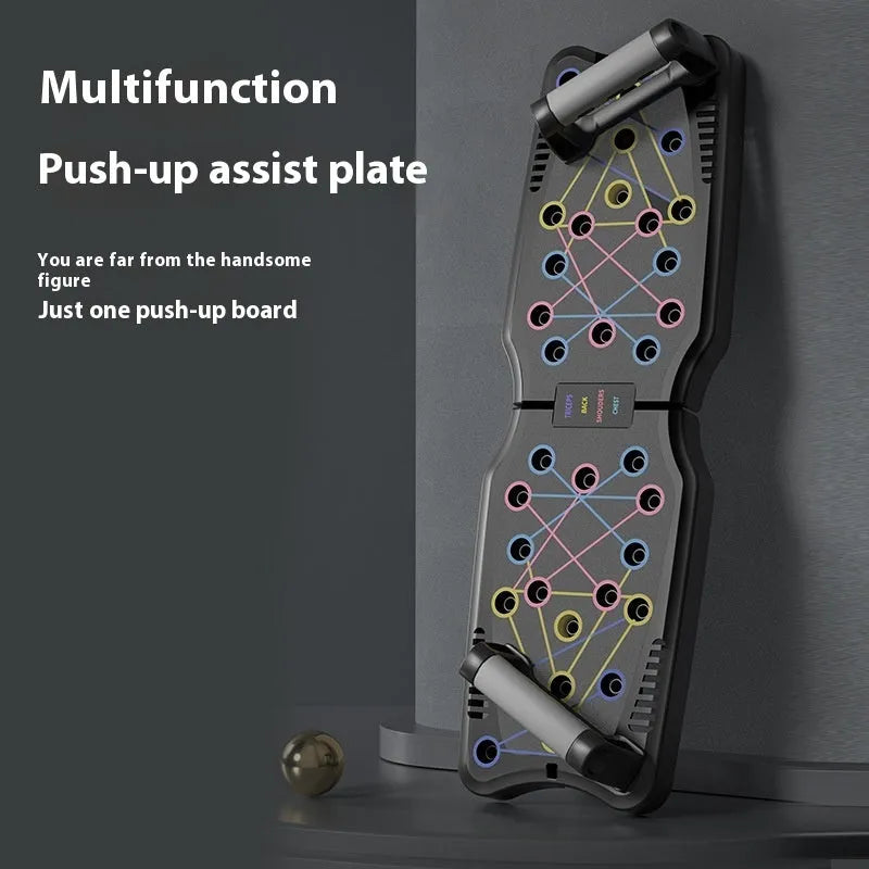 ABS plastic push up support plate fitness equipment on a floor, shown in available colour options.