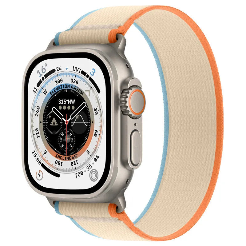 Nylon Apple Watch replacement strap with single ring buckle in multiple colour options