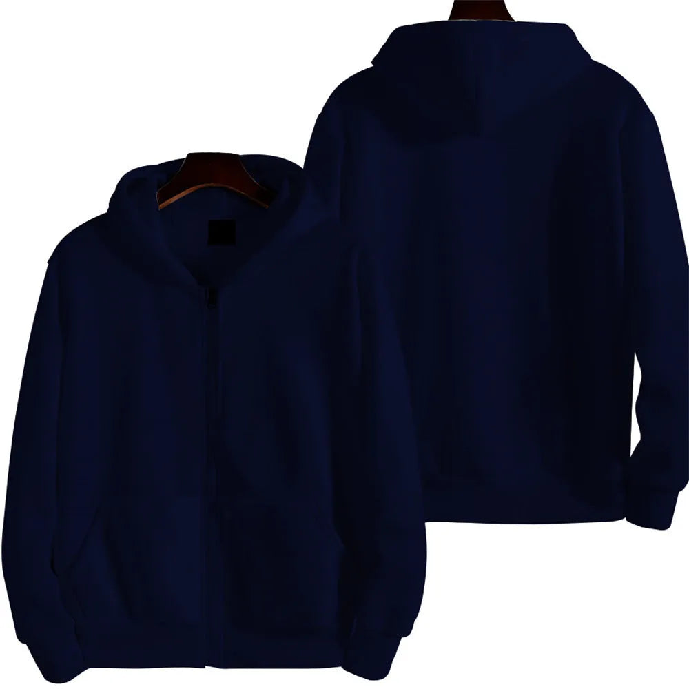 Men's loose fit sports zipper jacket in solid colour with zipper closure and cardigan style