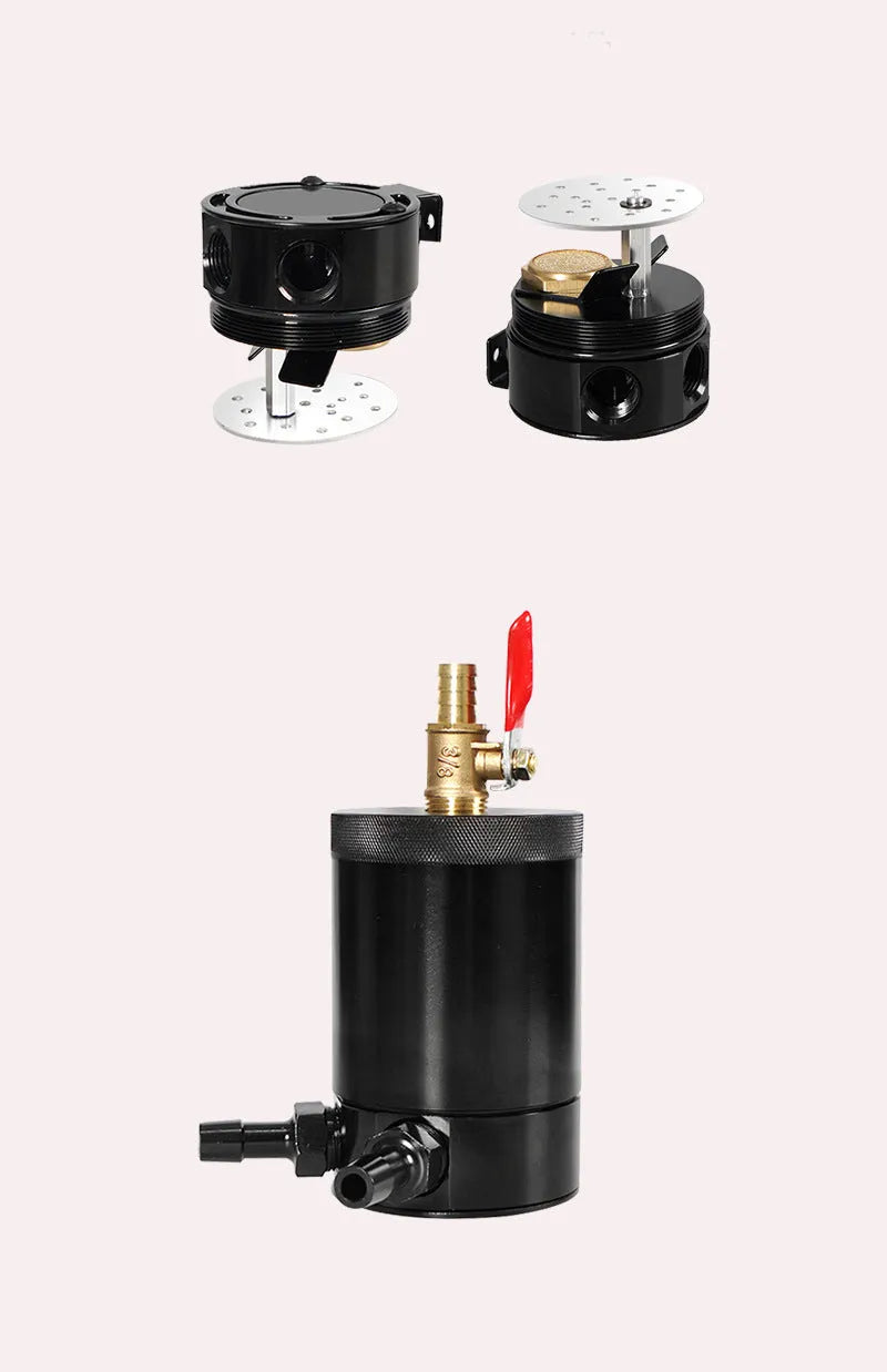 Aluminium automotive oil pot with two-hole design in black or silver colour