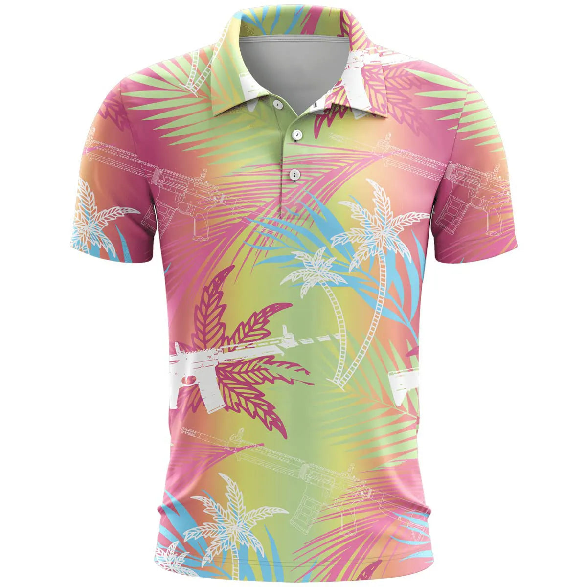 Man wearing a loose-fit 3D printed short sleeve sports top in bird eye polyester fabric, available in multiple colours.