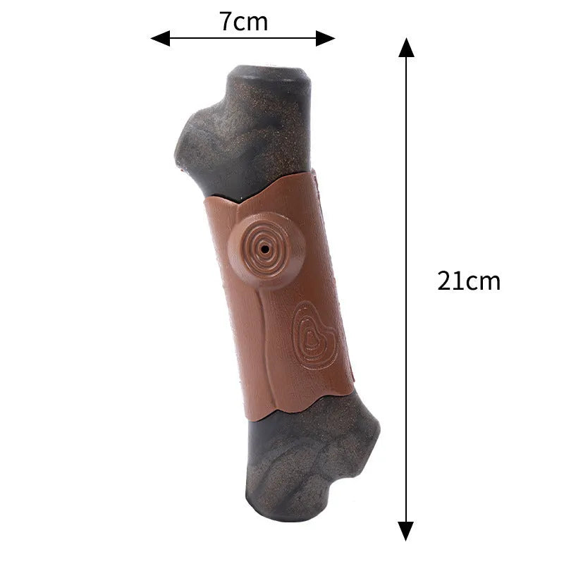 Large brown branch-shaped indestructible nylon dog chew toy for aggressive large breed dogs.