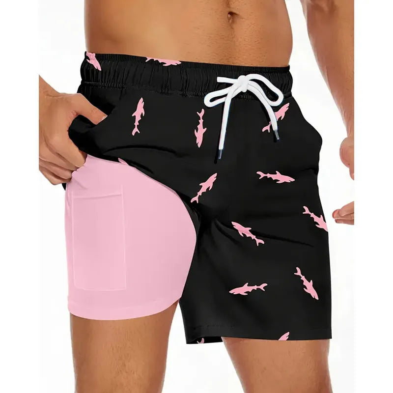 Men's loose fit summer beach pants in polyester fabric with elastic waistband available in multiple colours