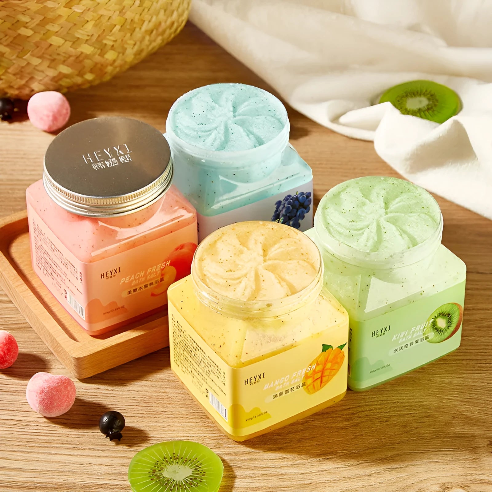 Household exfoliating body scrub cream 350g bath salt with peach scent for universal skin types